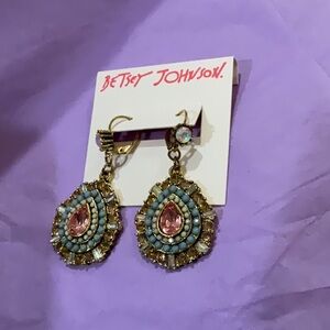 Betsey Johnson Blue and Pink Teardrop Earrings